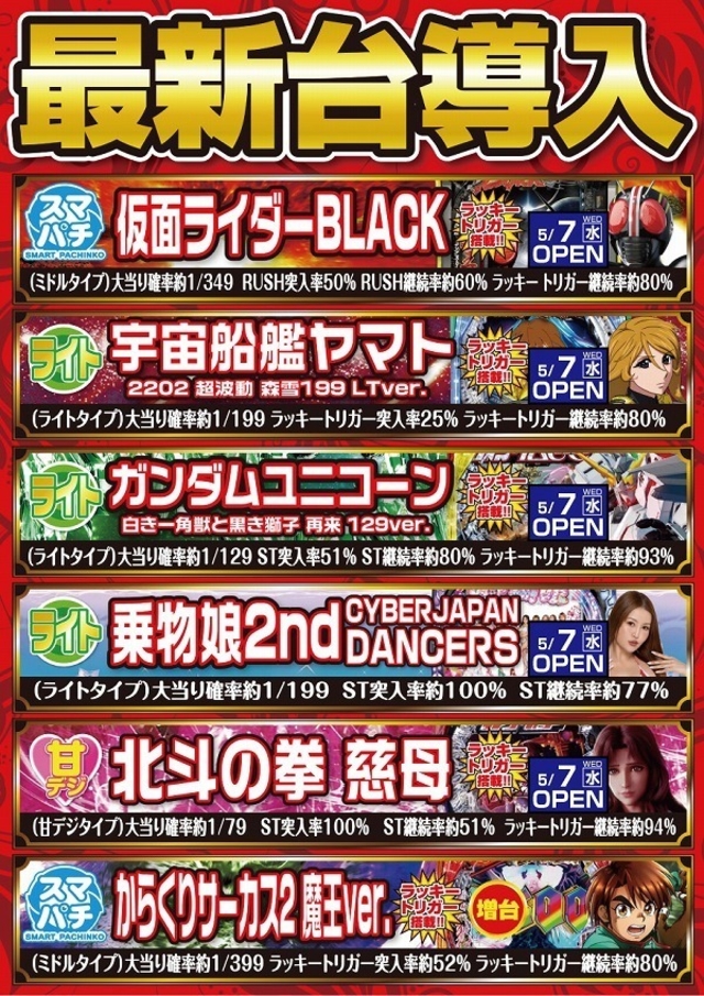 5月1日新台入替！！