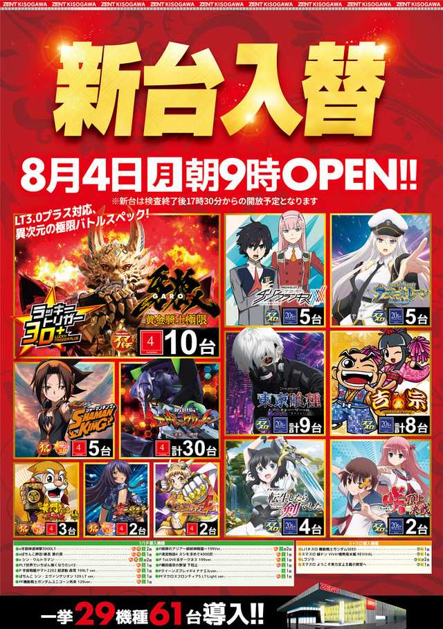 8月4日 新台入替